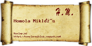 Homola Miklós névjegykártya